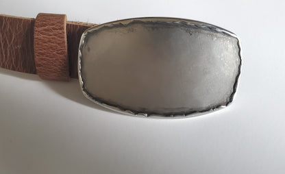 Belt & Buckle, Canadian Hand Forged Buckle, Hypoallergenic Belt Buckle, Silver Stainless Steel or Bronze, 1.5" Leather Belt and Buckle
