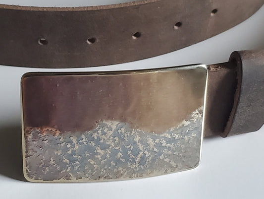 Landscape Belt Buckle for Jeans, Father's Day, Signed Original by Aucoin, Stainless Steel Gift, Hypoallergenic Buckle for Leather Snap Belt