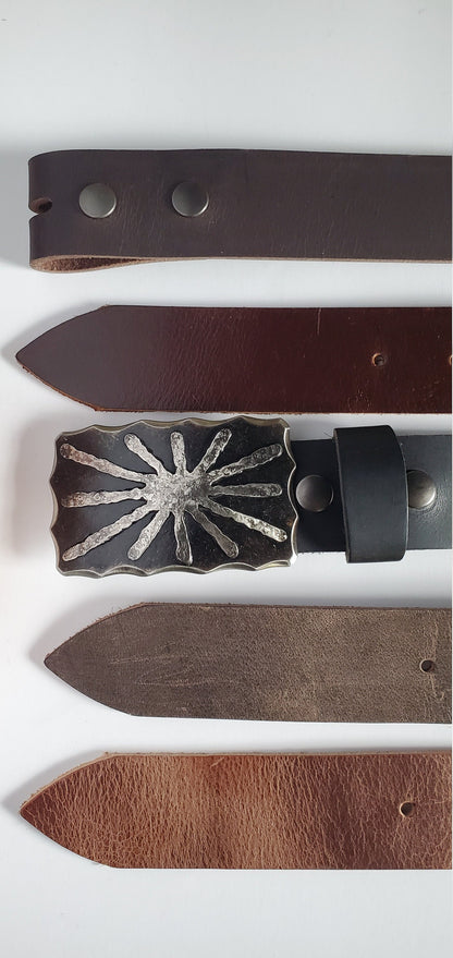 Sun Buckle & Belt Bronze Anniversary Gift /Stainless Anniversary Hand Forged Jean Buckle Gift Buckle for 1.5" Leather Belt w/ Gift Bag