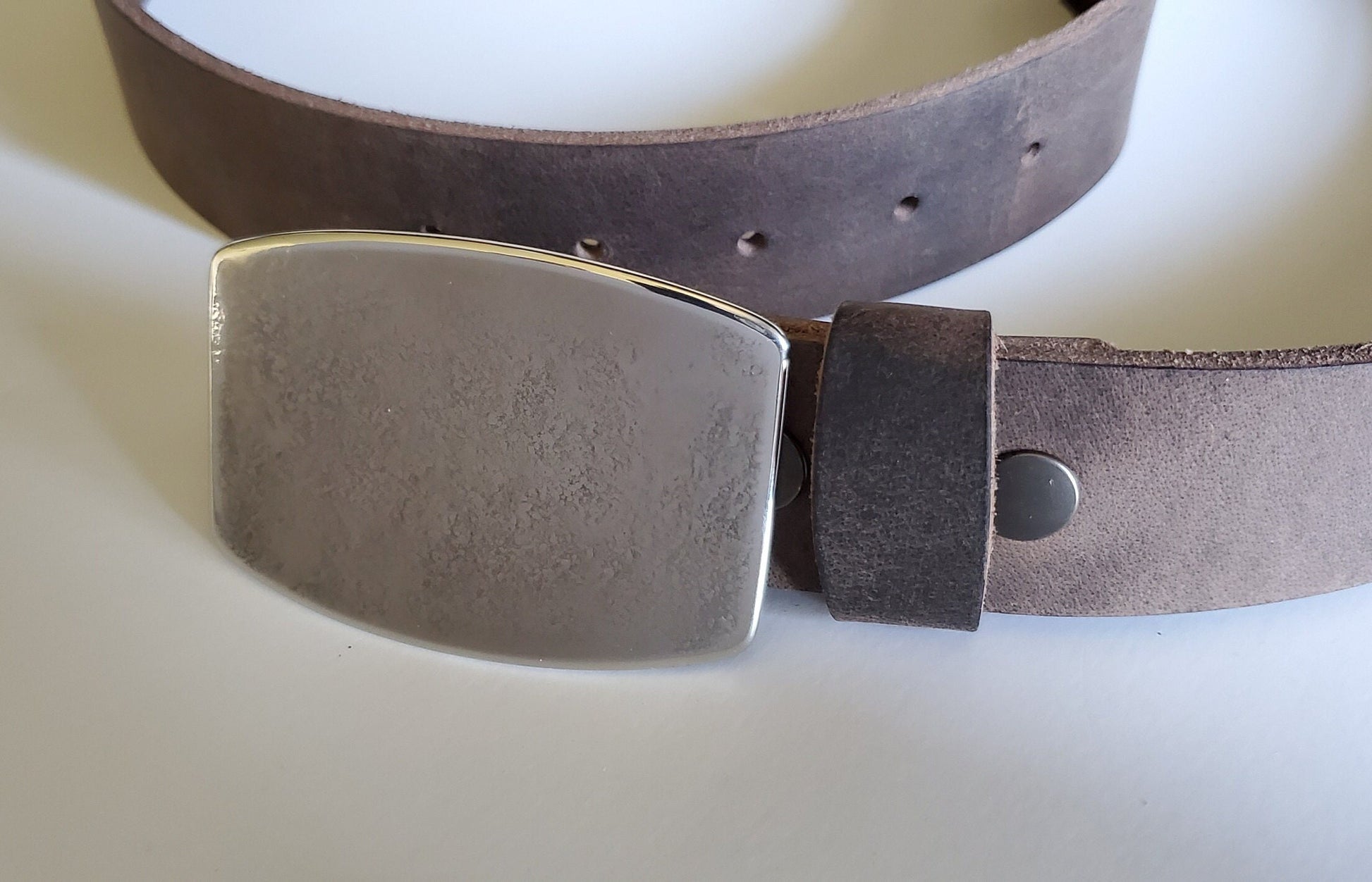Hip Belt & Buckle, Blue Jean Buckle and Belt, Canadian Hand Forged, Hypoallergenic Accessories, Stainless Steel Buckle and Leather Belt