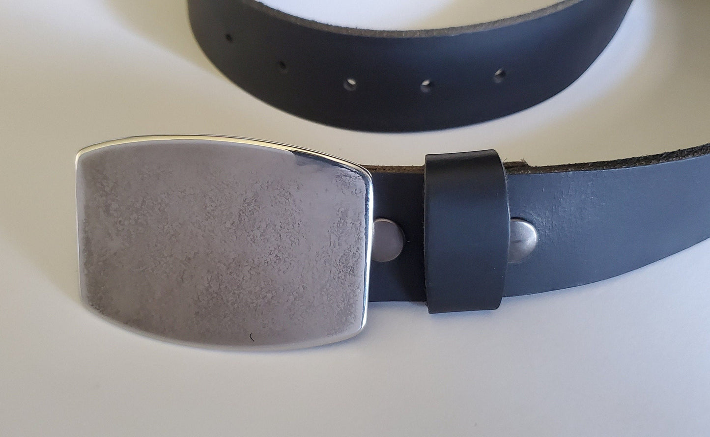 Hip Belt & Buckle, Blue Jean Buckle and Belt, Canadian Hand Forged, Hypoallergenic Accessories, Stainless Steel Buckle and Leather Belt