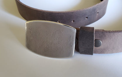 Hip Belt & Buckle, Blue Jean Buckle and Belt, Canadian Hand Forged, Hypoallergenic Accessories, Stainless Steel Buckle and Leather Belt