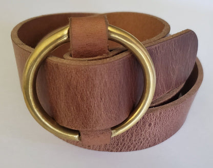 Ladies Round Buckle & Belt Dress Belt and Buckle No Hole Belt Gold or Silver Buckle Poncho or Coat Buckle and Belt