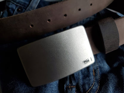 Anniversary Gift, Customized, Personalized, Roman Numeral Belt & Buckle Set For Jeans, Forged Stainless Steel Buckle w/ Belt