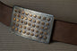 Polka Dot Belt Buckle Oversized Belt Buckle Fits 2" Belt Unisex Bronze & Stainless Steel Signed by Robert Aucoin Jeans or Kilt Buckle