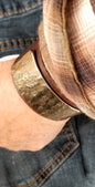 Leather & Metal Wrist Cuff Choice of Leather Colour w Snap Close Hand Forged Stainless Steel Gold or Silver Plate,Burlap Gift Bag Included
