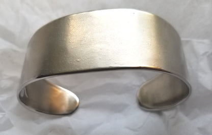 Hand Forged Silver Cuff Bracelet Anvil Textured Stainless Steel Anniversary Gift Signed Original Unisex Gifts w/ Bag