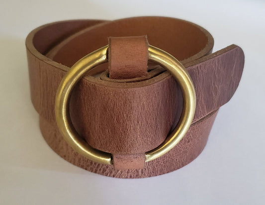 Ladies Round Buckle & Belt Dress Belt and Buckle No Hole Belt Gold or Silver Buckle Poncho or Coat Buckle and Belt