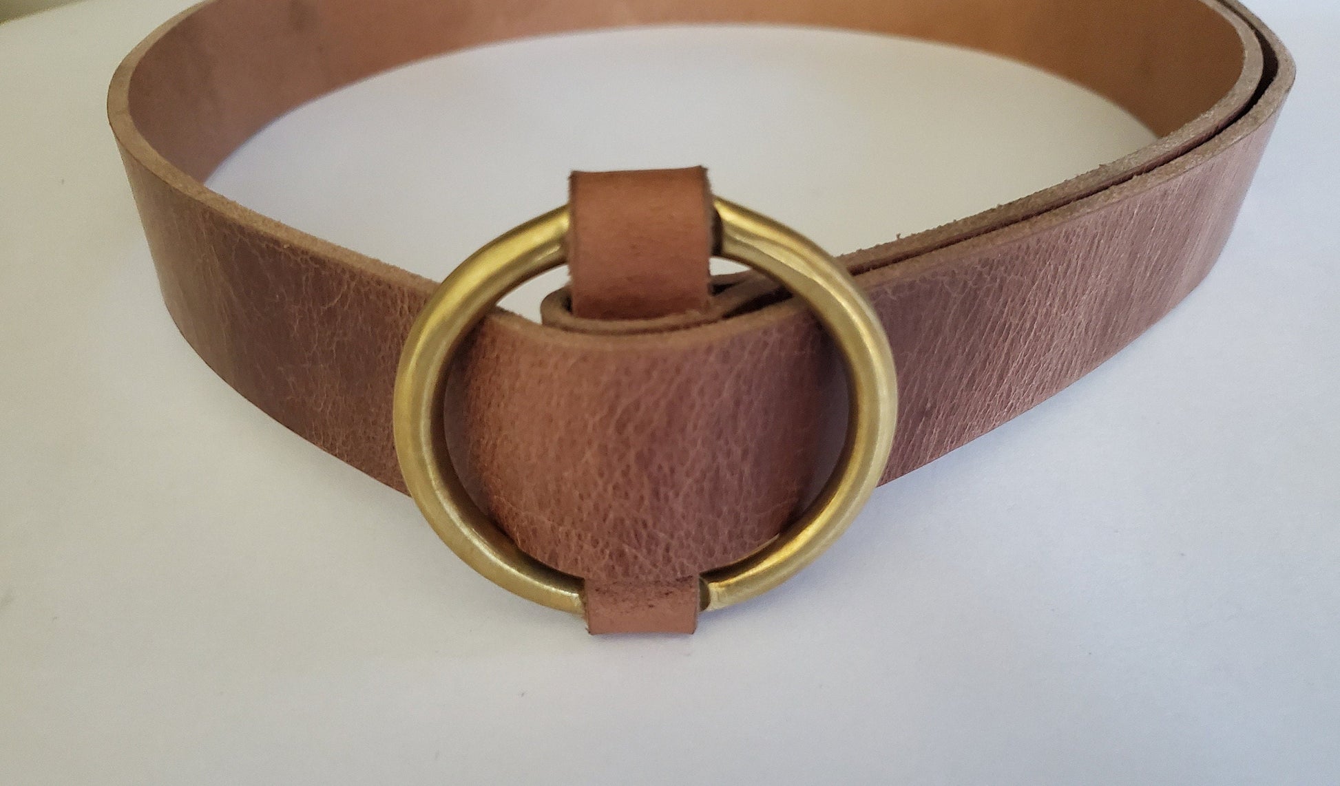 Ladies Round Buckle & Belt Dress Belt and Buckle No Hole Belt Gold or Silver Buckle Poncho or Coat Buckle and Belt