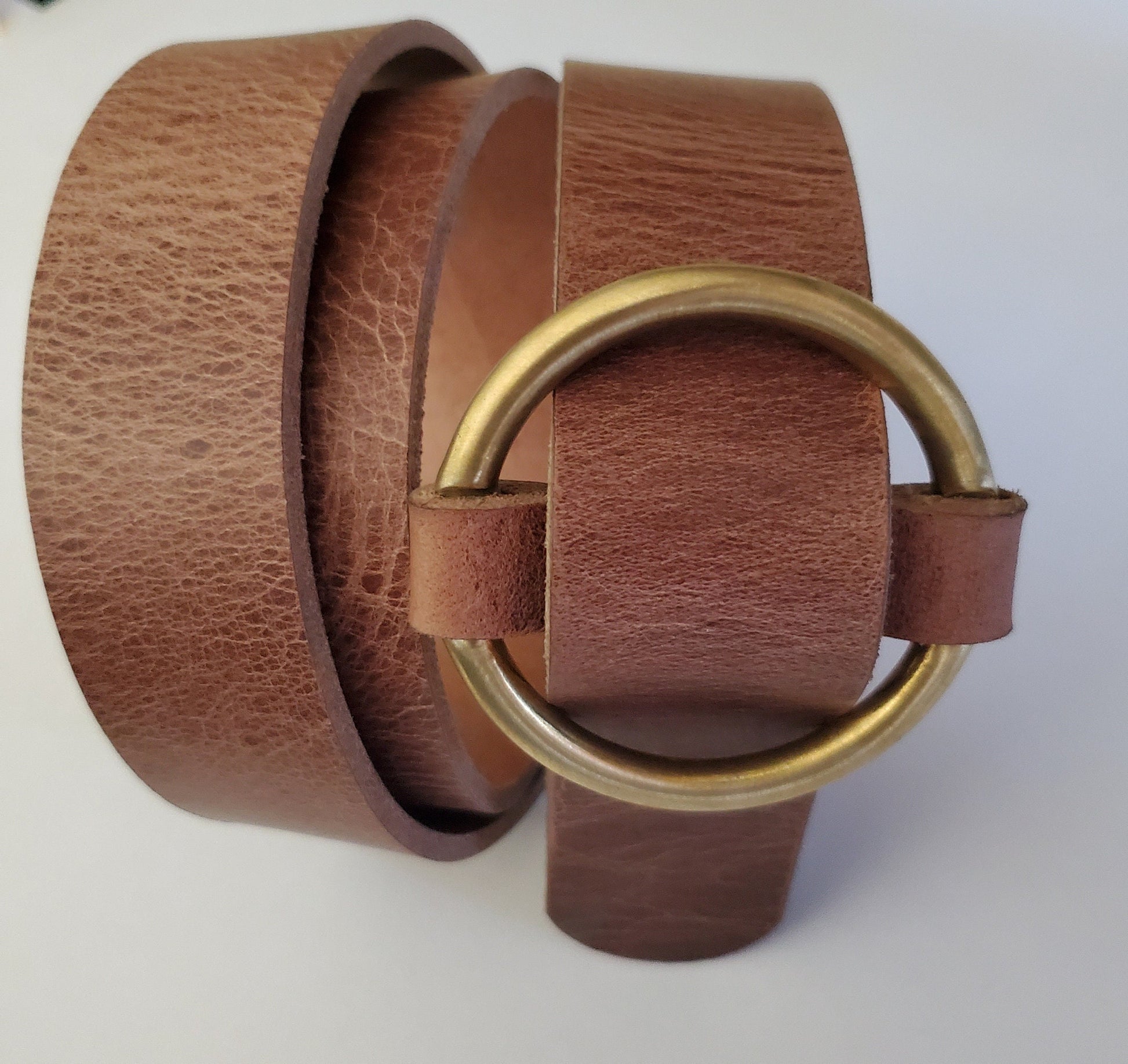 Ladies Round Buckle & Belt Dress Belt and Buckle No Hole Belt Gold or Silver Buckle Poncho or Coat Buckle and Belt