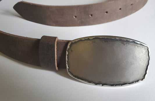 Belt & Buckle, Canadian Hand Forged Buckle, Hypoallergenic Belt Buckle, Silver Stainless Steel or Bronze, 1.5" Leather Belt and Buckle