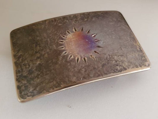 Belt Buckle, Arizona Sunshine, Sun Buckle, Florida Sun, Purple, Gold Hand Forged Buckle, Hypoallergenic Gift, Unisex Buckle Fits 1.5" Belt