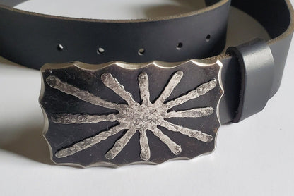 Sun Buckle & Belt Stainless Anniversary or Bronze Anniversary Gift Hand Forged Blue Jean Buckle Unisex Gift Buckle for 1.5" Leather Belt