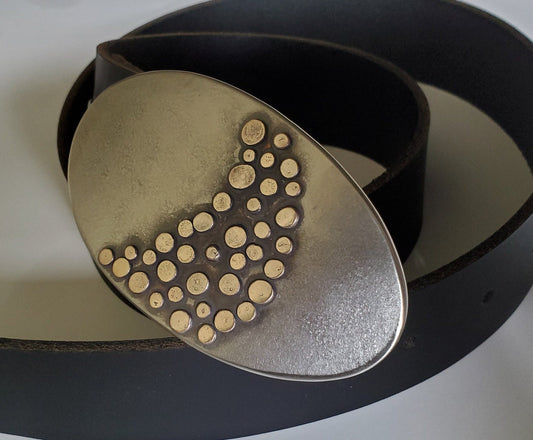 Belt & Buckle, Signed Original Belt Buckle, Unisex Belt Buckle, Canadian Artisan, Hand Forged Buckle, Silver or Bronze For 1.5" Leather Belt