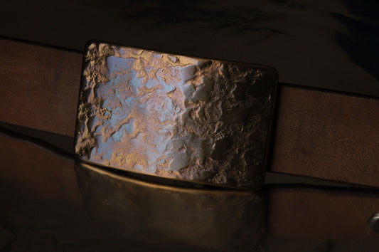 Belt Buckle, Made in Canada, Hand Forged, Bronze Anniversary, Stainless Steel Buckle, One of a Kind Unisex Buckle, For 1-1/2" Belt For Jeans