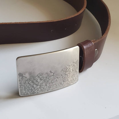 Landscape Belt Buckle for Jeans Hiker's Gift Signed Original by Aucoin Stainless Steel Gift, Hypoallergenic Buckle for Leather Snap Belt