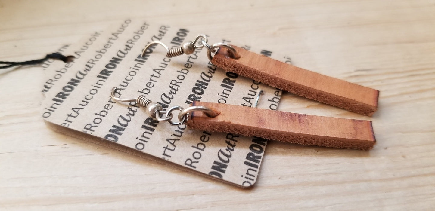 Winter White Lightweight Leather Earring Set w Shepherd Hooks Variety of Colours Hand Made Canadian Jewelry & Storage Bag, Stocking Stuffer