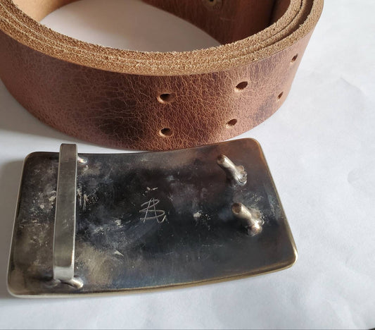 Two Prong Belt and Buckle, Wood Grain, Wood Lovers, Canadian Made, Stainless Steel Unisex Work Gear for Jeans, Fits 1-1/2" Belt