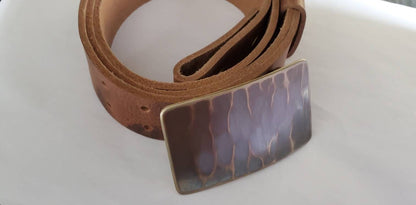 Two Prong Belt and Buckle Wood Grain Wood Lovers Canadian Made Stainless Steel Unisex Work Gear for Jeans Fits 1-1/2" Belt