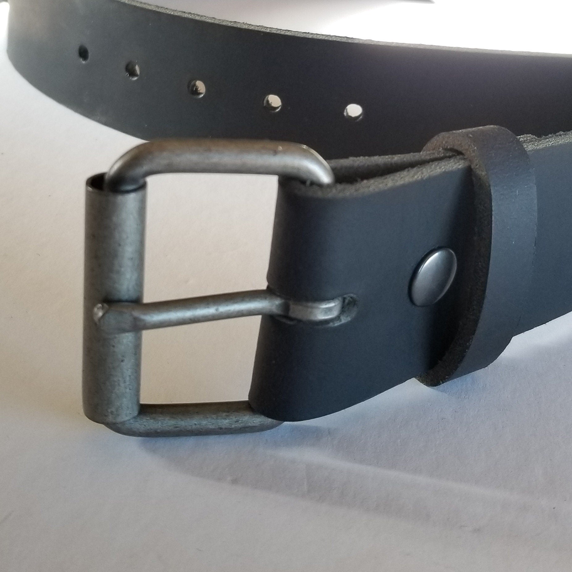 2" INCH Leather Belt & Simple Buckle for Jeans Workwear Belt with Snaps Custom Belt Two Inch Leather Belt with Your Choice Buckle Colour