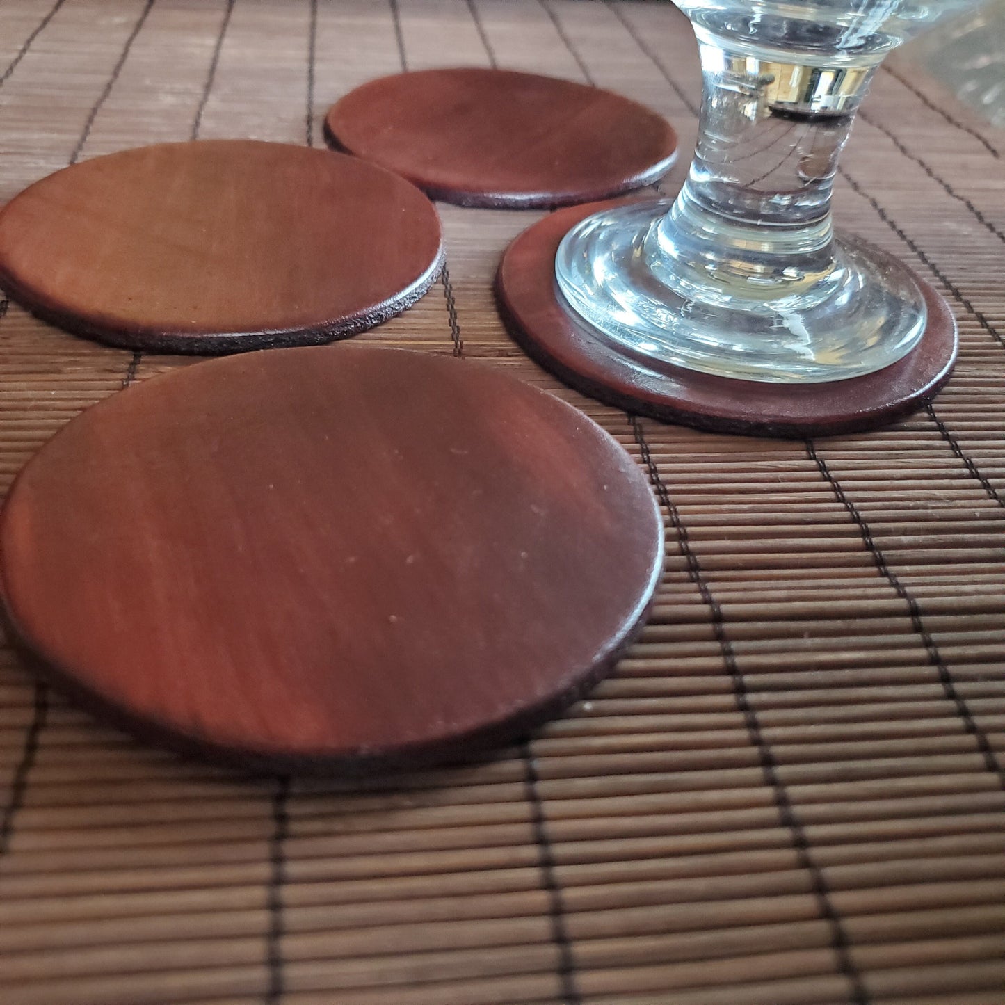 Leather Coasters Coaster Set Set of Four Variety of Colours Drinkware Coasters Leather Anniversary Gift Hostess Gift Leatherware,