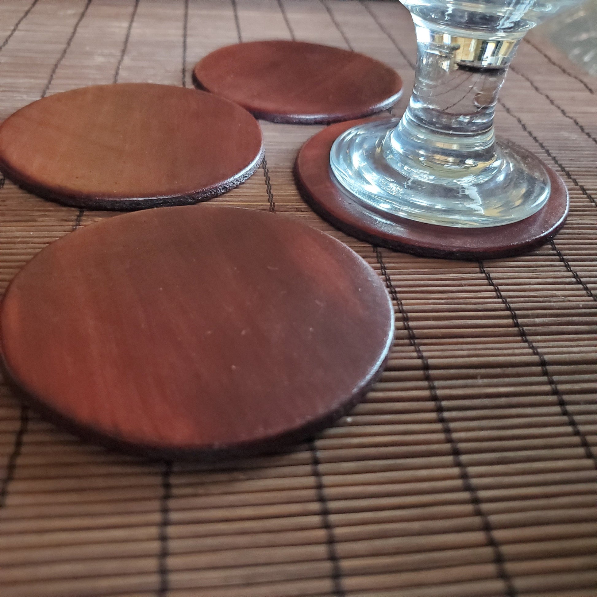 Slate Leather Coaster Set of Four Leather Anniversary Gift Variety of Colours Drinkware Coaster Housewarming Gift Hostess Gift Leatherware