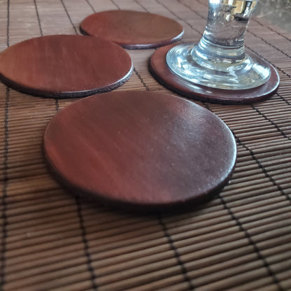 Slate Leather Coaster Set of Four Leather Anniversary Gift Variety of Colours Drinkware Coaster Housewarming Gift Hostess Gift Leatherware