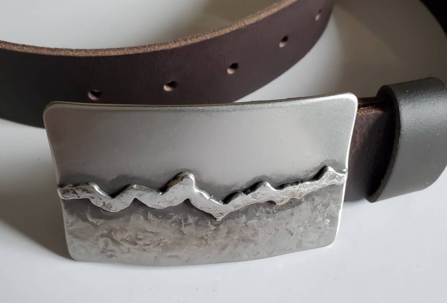 Belt Buckle, Hand Forged Landscape,Stainless Steel & Bronze Overlay, Hypoallergenic Accessories, Buckle fits 1.5" Belt for Blue Jeans