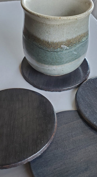 Slate Leather Coaster Set of Four Leather Anniversary Gift Variety of Colours Drinkware Coaster Housewarming Gift Hostess Gift Leatherware