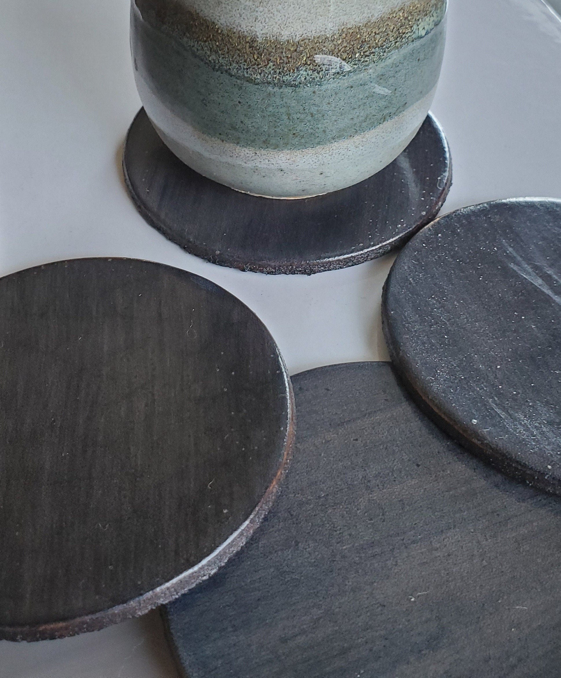 Coaster Set Set of Four, Leather Coaster Variety of Colours Drinkware Coasters Leather Anniversary Gift Hostess Gift Leatherware,