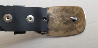 UniSex Blue Jean Belt Buckle Hand Forged Blue Gold, Silver or Blue & Silver Signed Original Stainless Steel Buckle Gifts for Guys or Gals