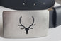 Belt & Buckle Elk Buckle Outdoor Gear Stainless Steel Buckle and Belt Father's Day Buckle Hunting Buckle Canadian and 1.5" Leather Belt