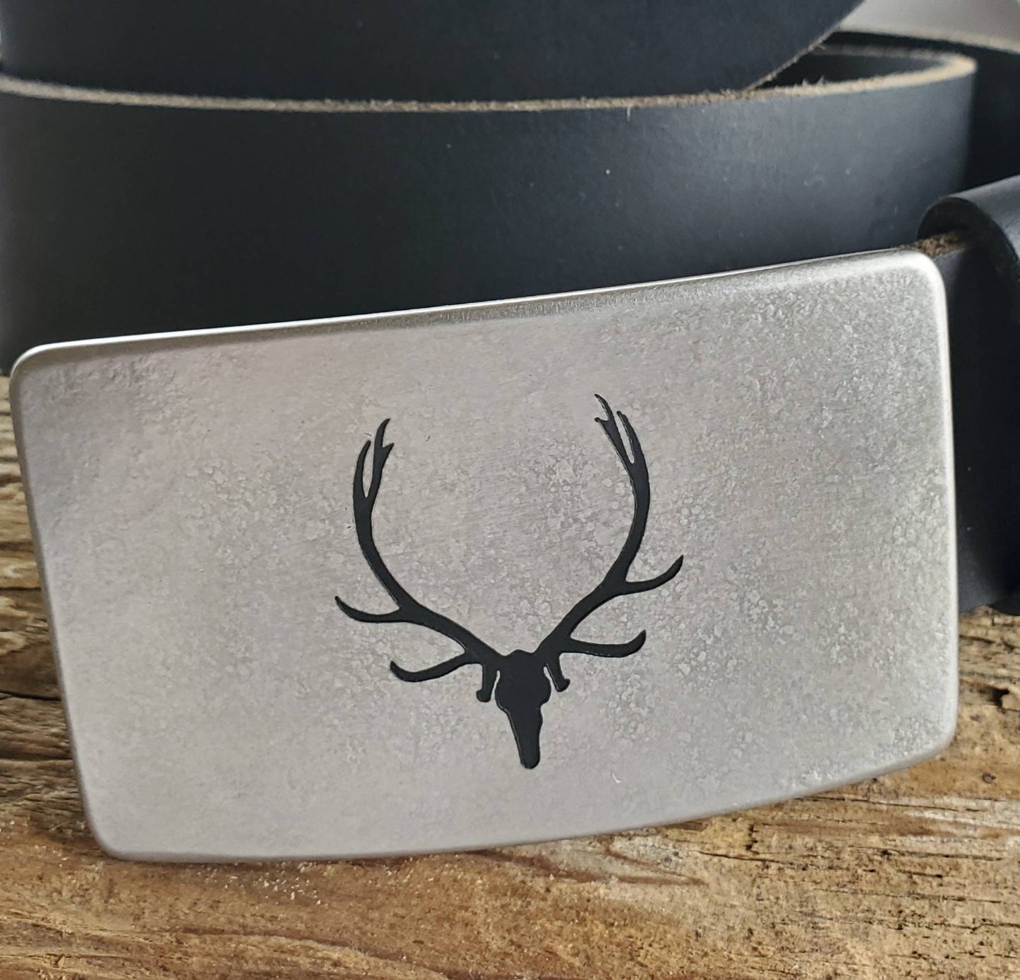 Belt & Buckle Elk Buckle Outdoor Gear Stainless Steel Buckle and Belt Father's Day Buckle Hunting Buckle Canadian and 1.5" Leather Belt