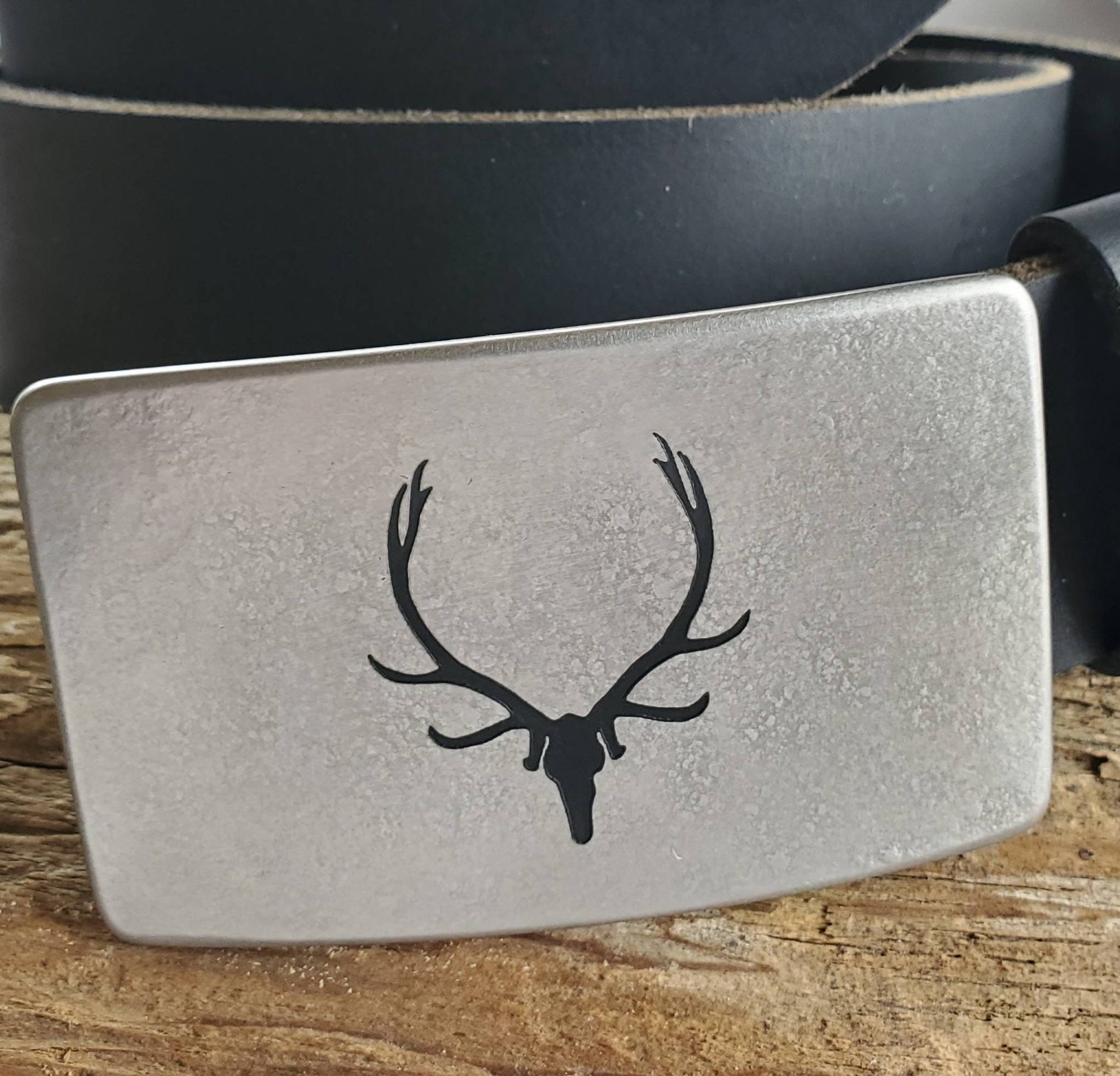 Belt & Buckle Elk Buckle Outdoor Gear Stainless Steel Buckle and Belt Father's Day Buckle Hunting Buckle Canadian and 1.5" Leather Belt