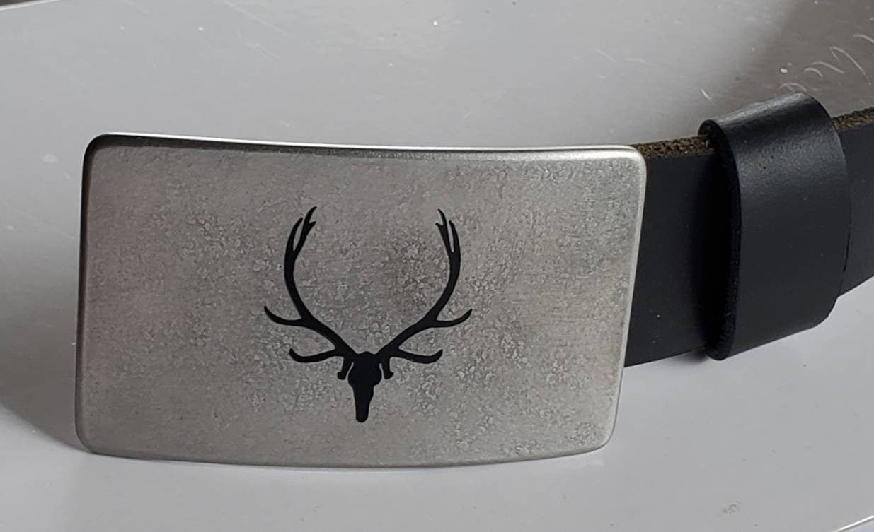 Belt & Buckle Elk Buckle Outdoor Gear Stainless Steel Buckle and Belt Father's Day Buckle Hunting Buckle Canadian and 1.5" Leather Belt