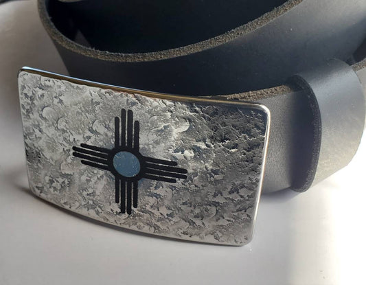 Zia Buckle Fits 1.25" Belt New Mexico Buckle Etched Suit Buckle Hand Forged Zia Buckle fits 1-1/4" Leather Belts