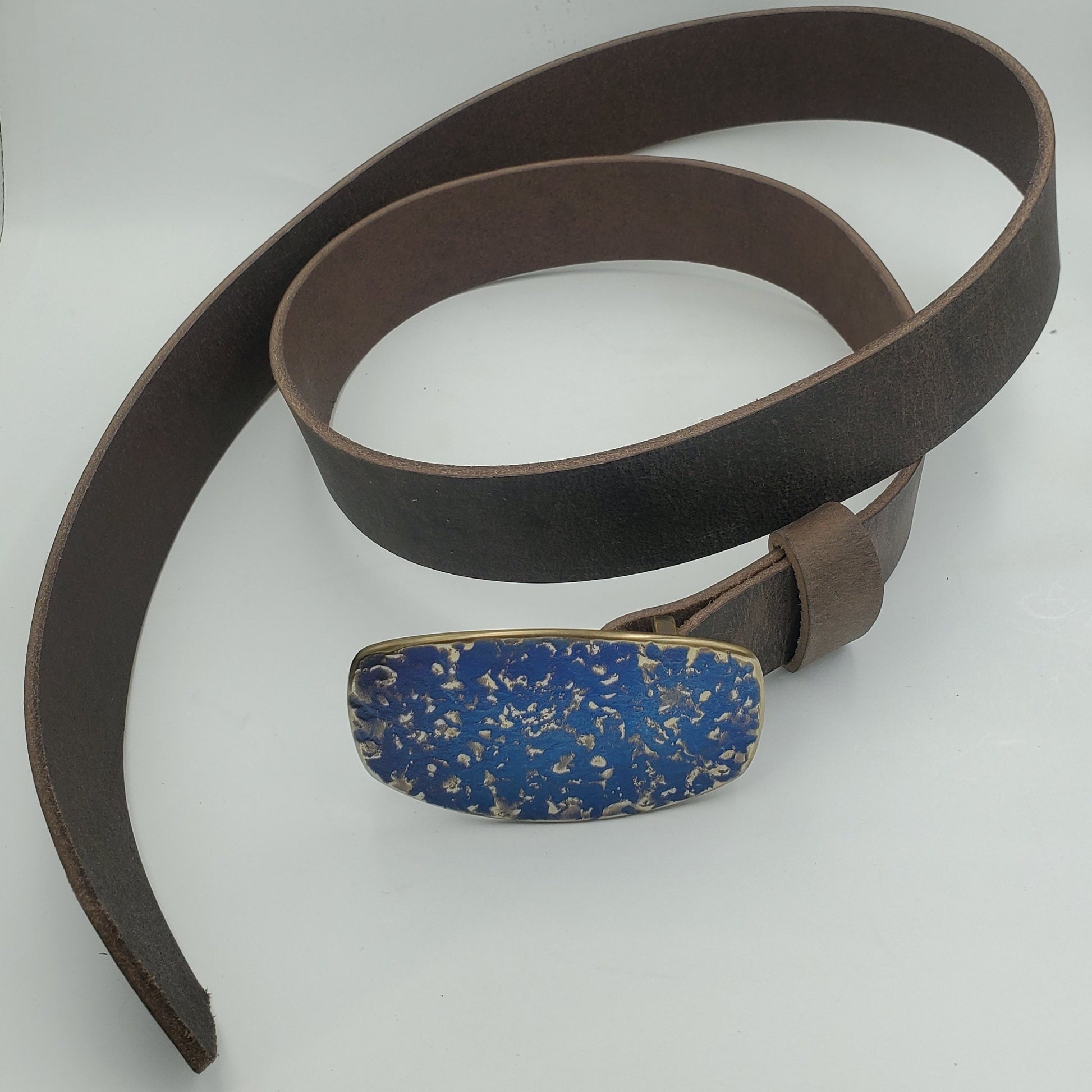 Blue Jean Buckle & Belt, Rodeo Belt and Buckle Hand Forged Canadian Made Cowboy Buckle Stainless Steel Buckle for Jeans, Unisex Gifts