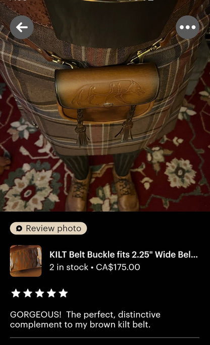 KILT Buckle, Hand Forged Scottish KILT Buckle, Hypoallergenic, Custom Sizes Made to Order, Stainless Steel, Buckle fits a 2 Inch Kilt Belt