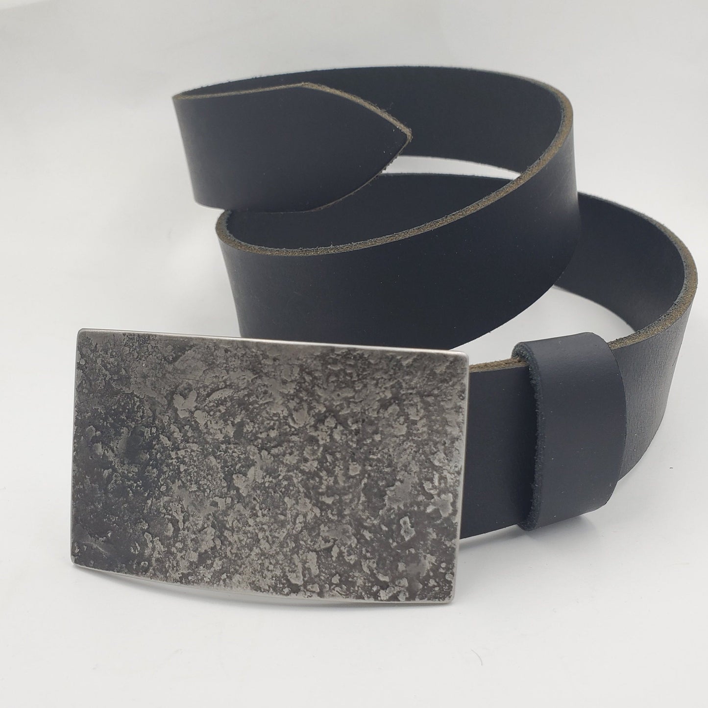 Belt & Buckle Set For Jeans Hand Forged Buckle Leather Belt Unisex Gifts Handcrafted Stainless Steel Buckle and 1-1/2" Leather Belt Set