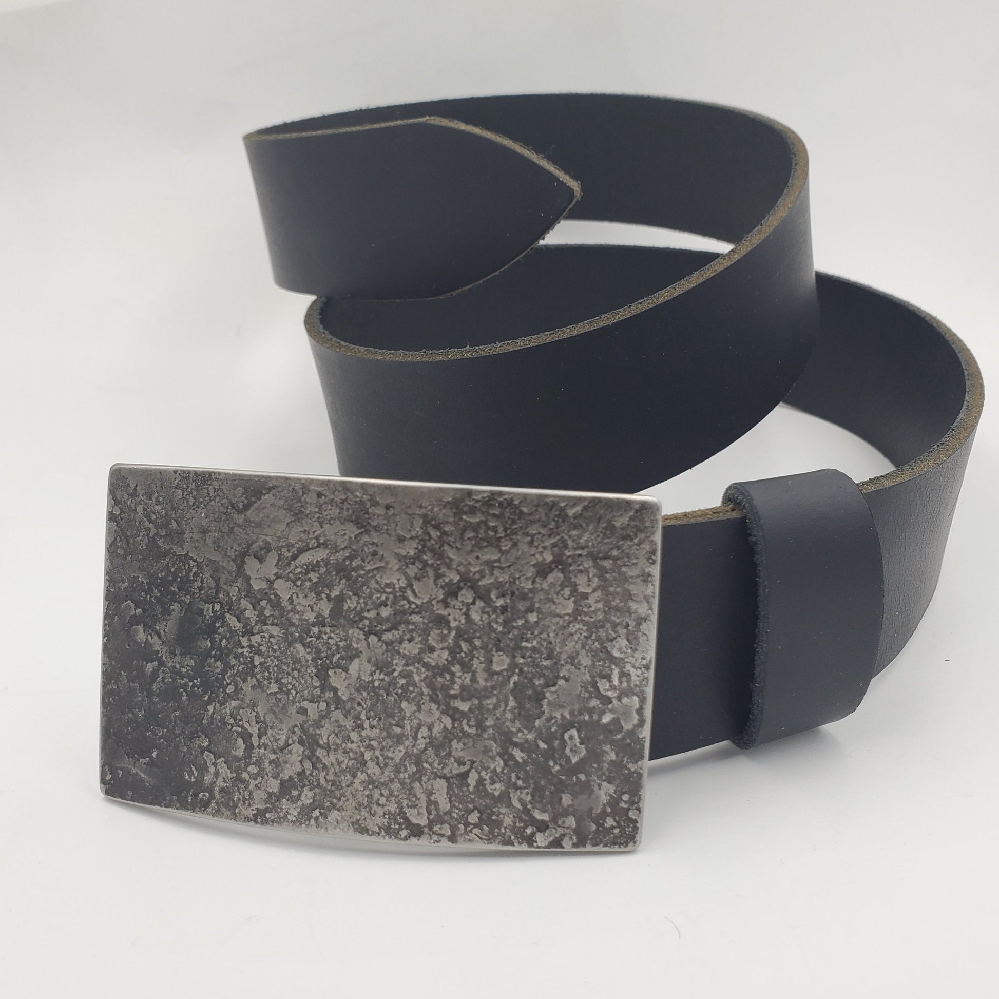 Belt & Buckle Set For Jeans Hand Forged Buckle Leather Belt Unisex Gifts Handcrafted Stainless Steel Buckle and 1-1/2" Leather Belt Set