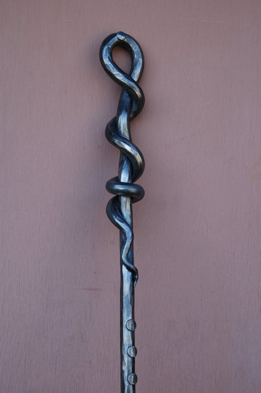 Fire Pit Poker, Hand Forged Fire Poker, 6' Hand Crafted Cottage, Campfire, Natural Iron Poker, Designed & Signed by Artist Robert Aucoin