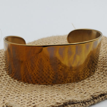 Orange Cuff Bracelet Anvil Textured Stainless Steel Anniversary Gift Signed Original Unisex Gifts w/ Bag