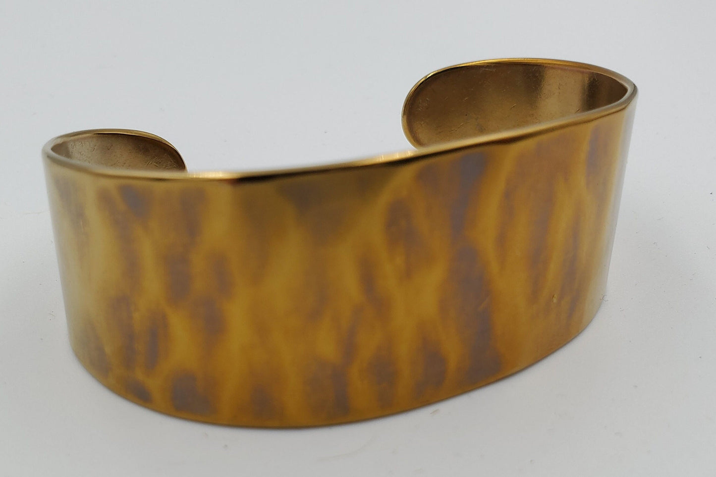 Orange Cuff Bracelet Anvil Textured Stainless Steel Anniversary Gift Signed Original Unisex Gifts w/ Bag