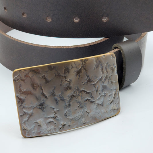 Belt Buckle, Made in Canada, Hand Forged, Bronze Anniversary, Stainless Steel Buckle, One of a Kind Unisex Buckle, For 1-1/2" Belt For Jeans