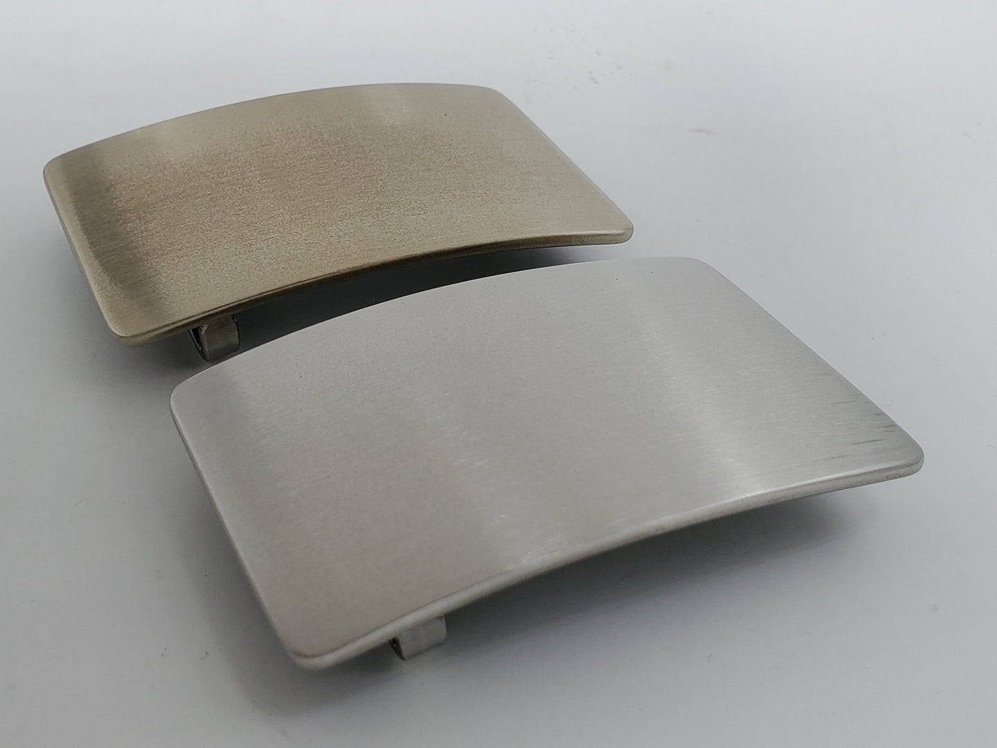 Brushed Stainless Steel Belt Buckle Silver or Straw Color Handcrafted Accessory Jean Buckle Hypoallergenic Buckle fits 1-1/2" Leather Belt