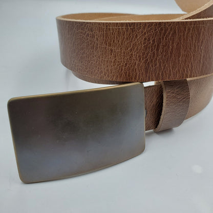 Bronze Belt & Buckle Set For Jeans Unisex Gifts Hand Forged Stainless Steel Buckle Fits 1-1/2" Leather Belt Choose Your Belt Colour