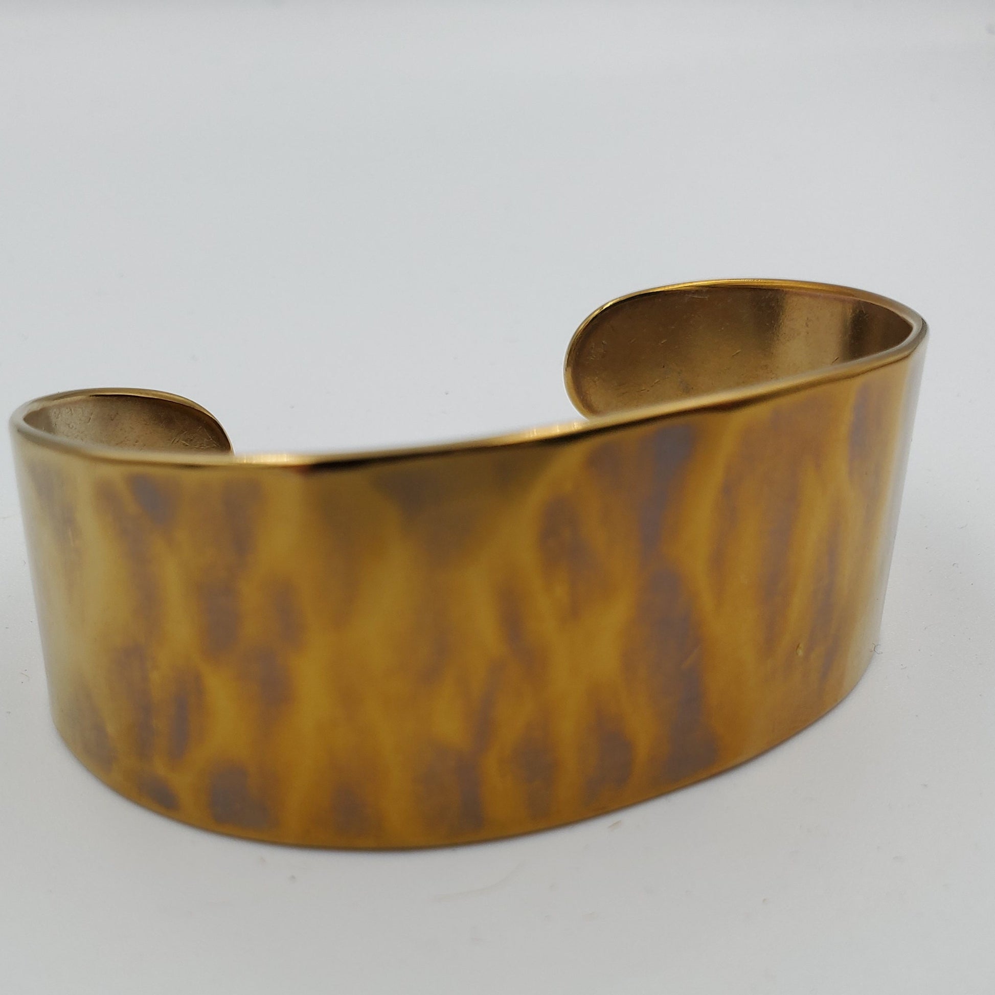 Orange Cuff Bracelet Anvil Textured Stainless Steel Anniversary Gift Signed Original Unisex Gifts w/ Bag