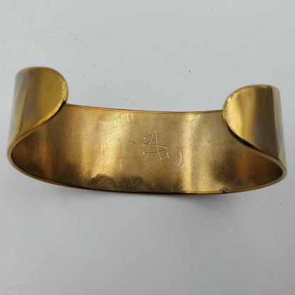 Orange Cuff Bracelet Anvil Textured Stainless Steel Anniversary Gift Signed Original Unisex Gifts w/ Bag