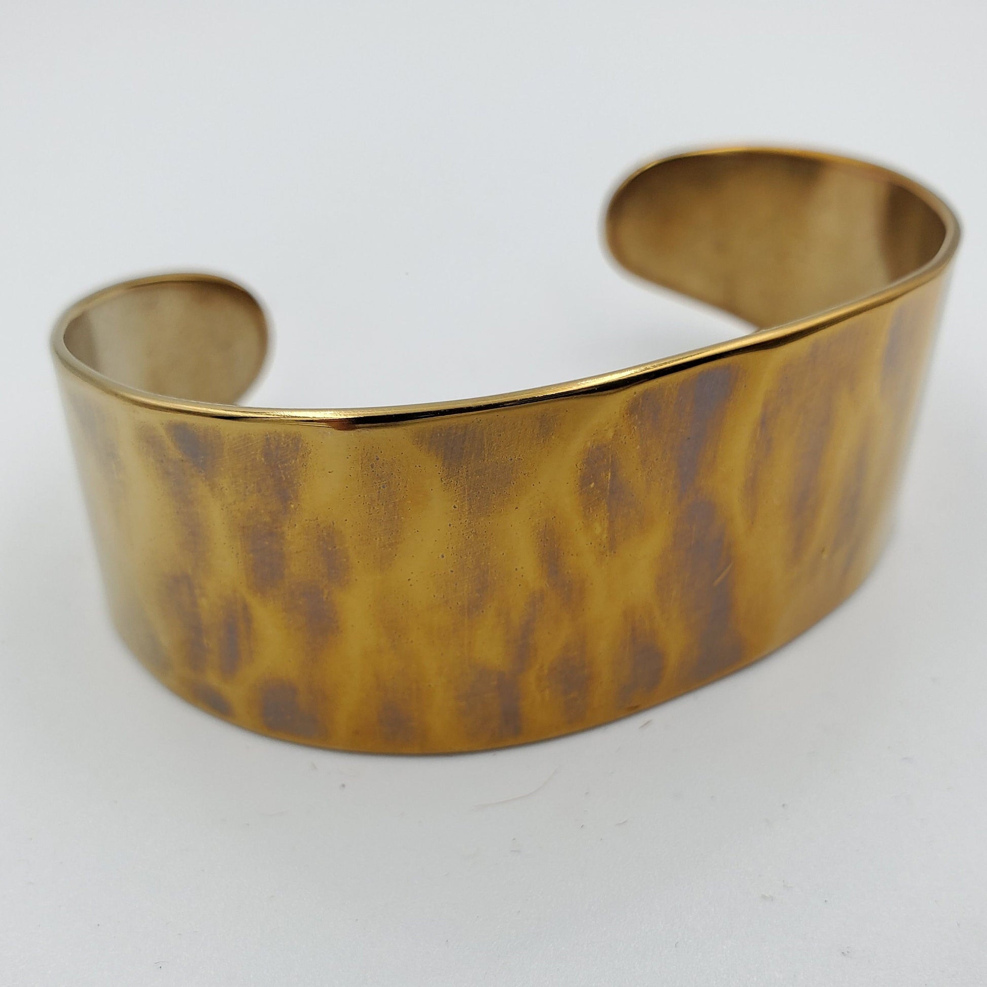 Orange Cuff Bracelet Anvil Textured Stainless Steel Anniversary Gift Signed Original Unisex Gifts w/ Bag
