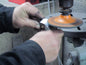 Orange Cuff Bracelet Anvil Textured Stainless Steel Anniversary Gift Signed Original Unisex Gifts w/ Bag